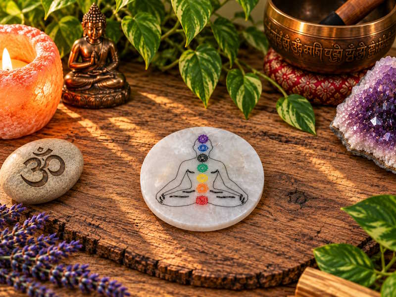 Plato Selenita Meditación Chakras 10 cm